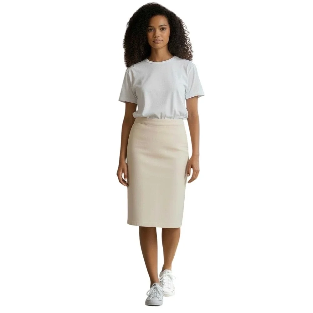 Lord & Taylor Beige Pencil Skirt Knee Length Back Zip Business Casual Size 2